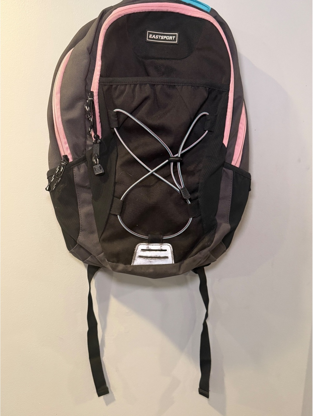 Eastsport Backpack Black Gray Pink Teal Multi Pocket Bungee School Travel Bag
